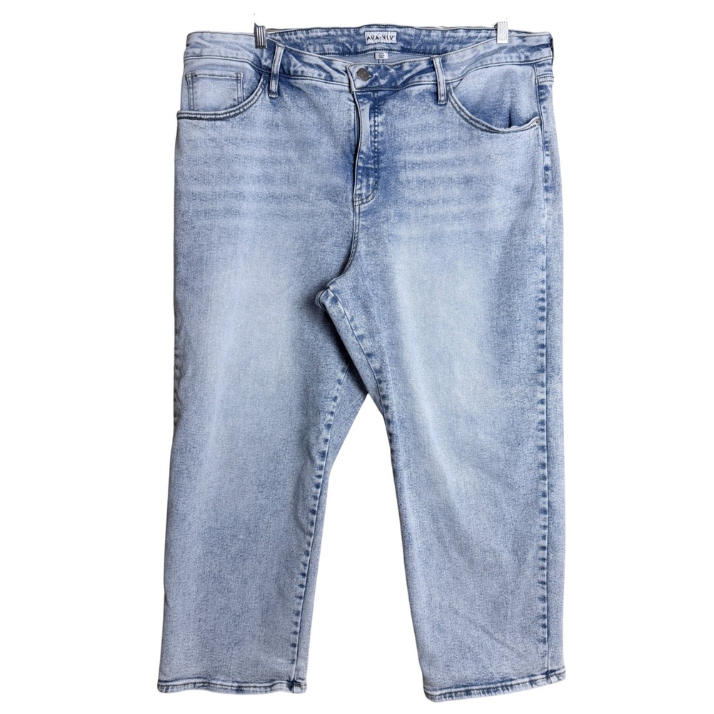 Ava & Viv Jeans 24W Light Wash Straight Leg High Rise Stretch Denim Pockets